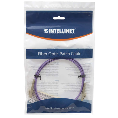 3 m LC to LC UPC Fiber Optic Patch Cable, 3.0 mm, Duplex, LSZH, OM4 Multimode, Violet Packaging Image 2