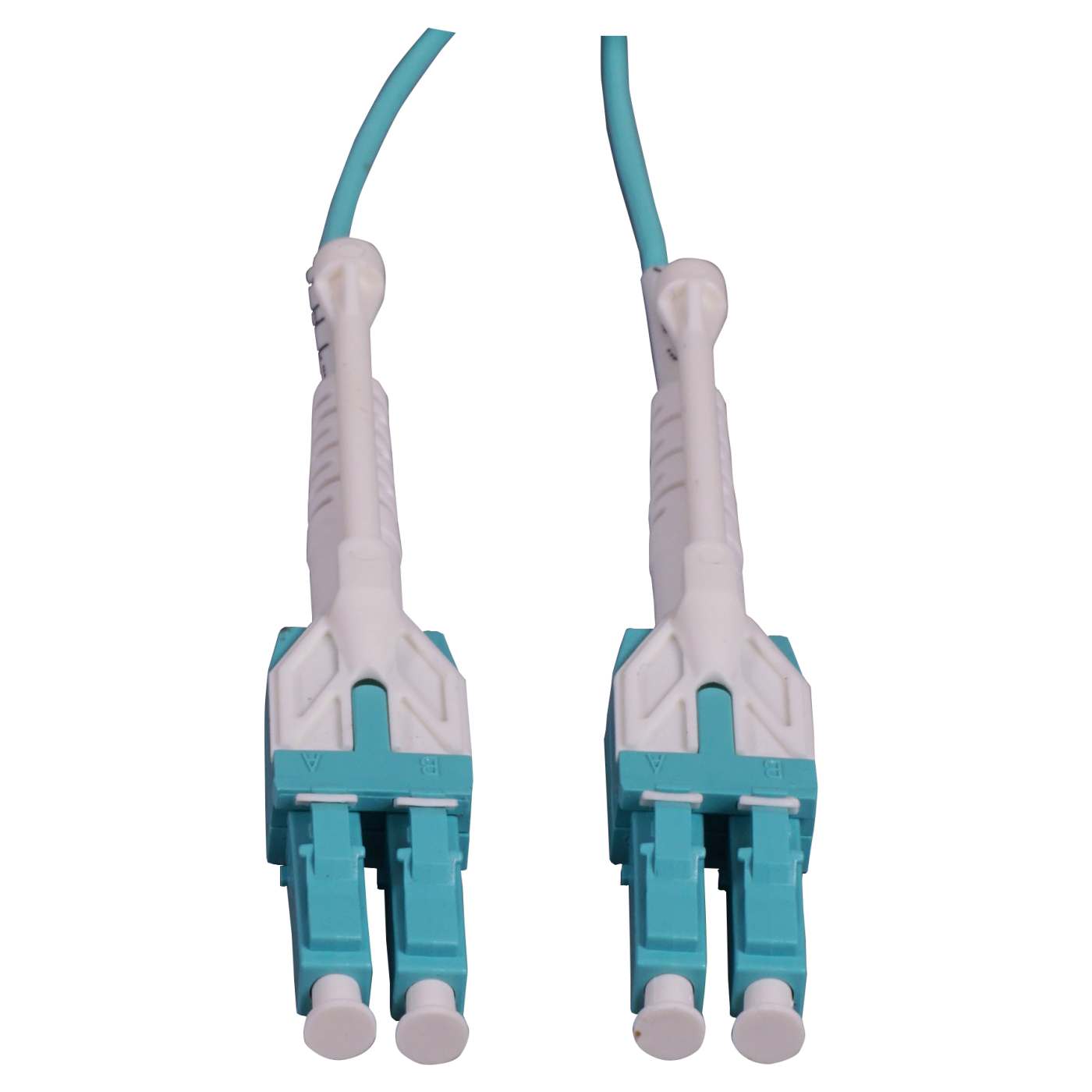 3 m LC to LC UPC Fiber Optic Patch Cable, Uniboot Pull-push tab, 2.0 mm, Duplex, OFNR, OM4 Multimode, Aqua Image 2