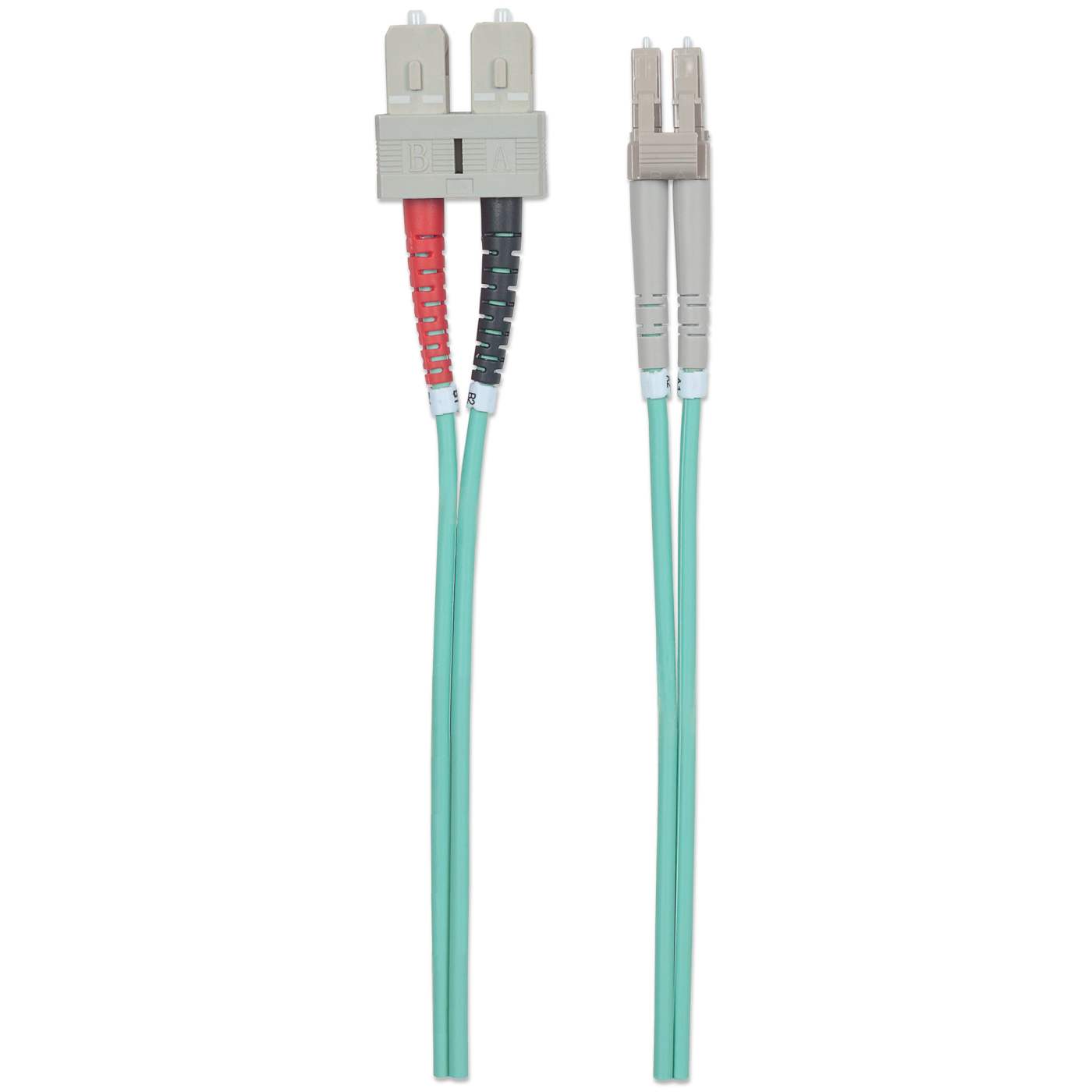 3 m LC to SC UPC Fiber Optic Patch Cable, 3.0 mm, Duplex, LSZH, OM3 Multimode, Aqua Image 5