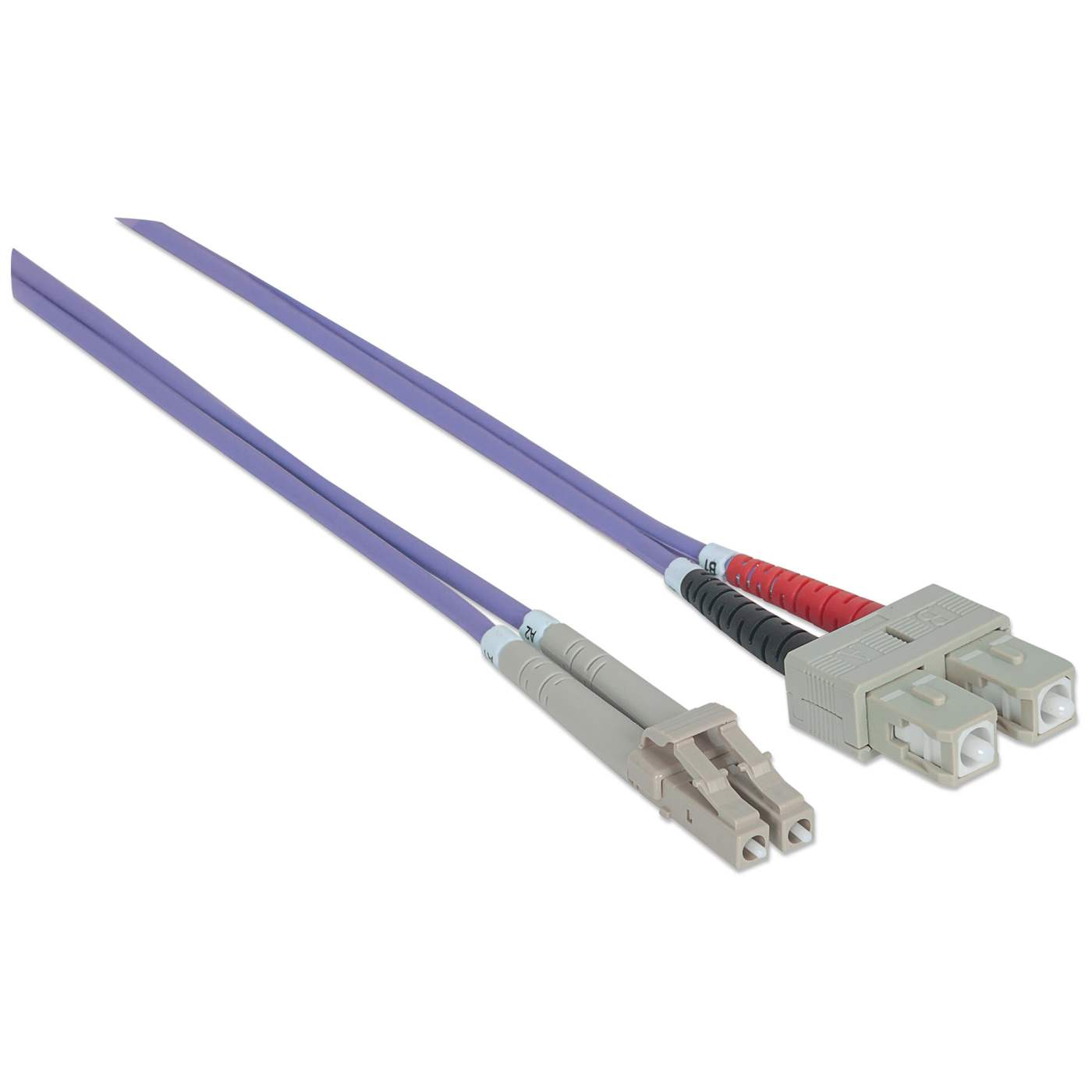 3 m LC to SC UPC Fiber Optic Patch Cable, 3.0 mm, Duplex, LSZH, OM4 Multimode, Violet Image 3