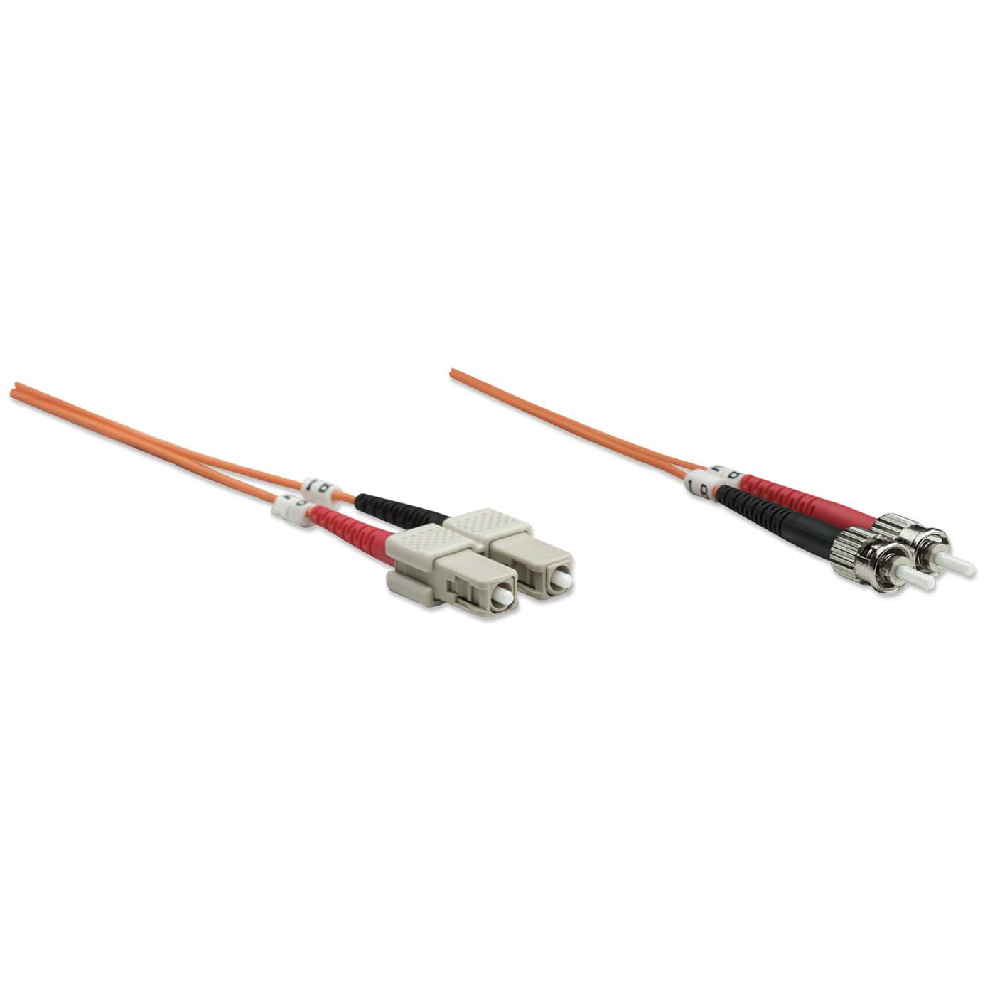 3 m ST to SC UPC Fiber Optic Patch Cable, 3.0 mm, Duplex, LSZH, OM1 Multimode, Orange Image 3