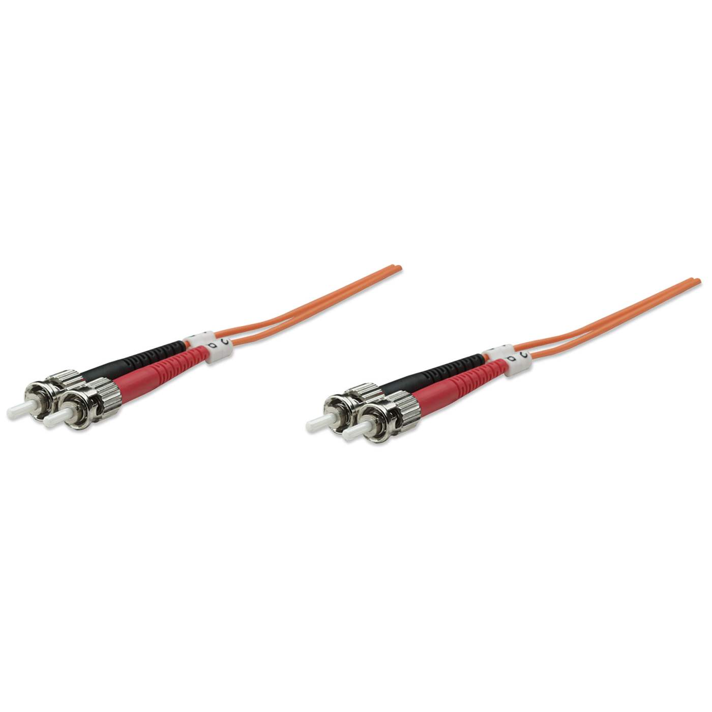 3 m ST to ST UPC Fiber Optic Patch Cable, 3.0 mm, Duplex, LSZH, OM1 Multimode, Orange Image 1