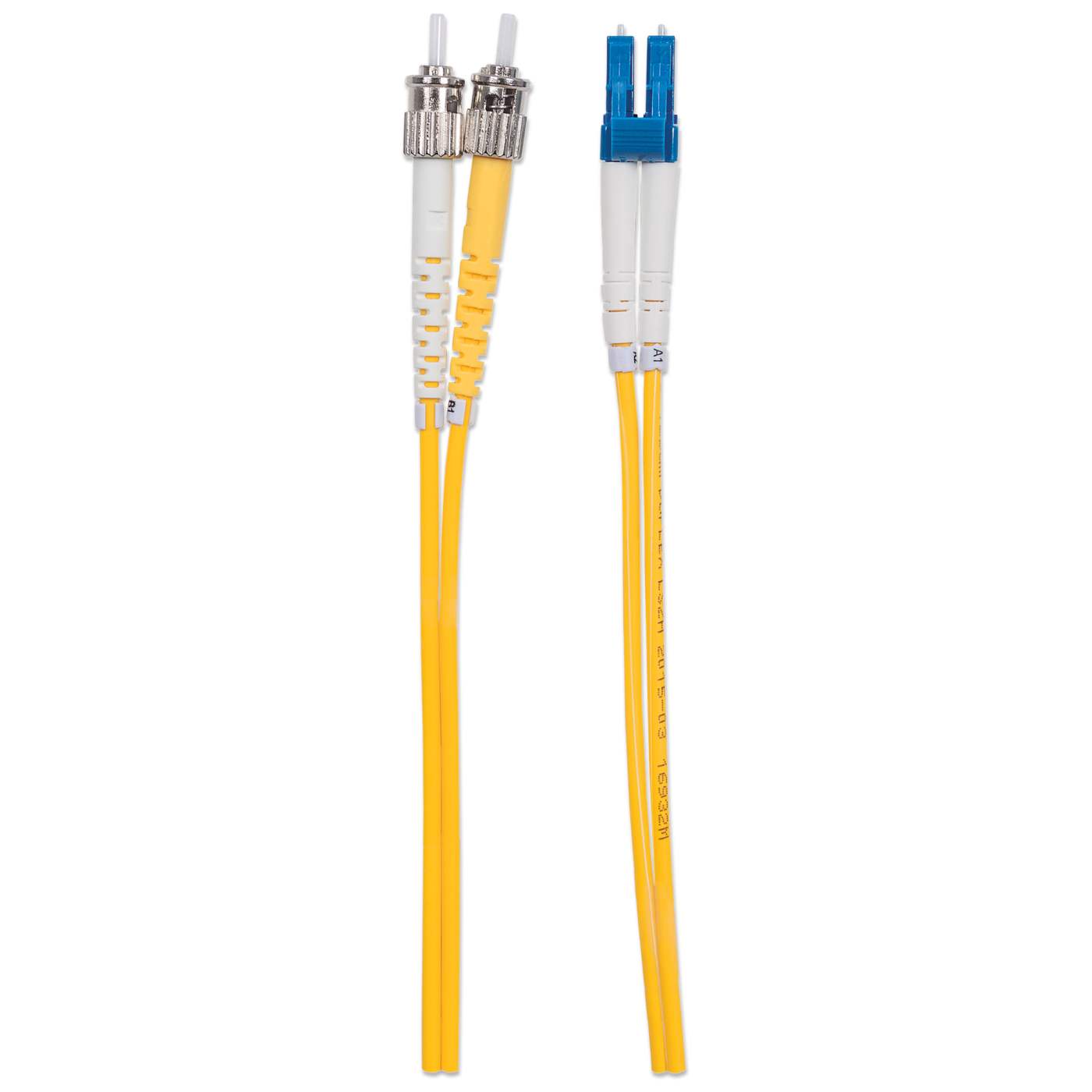 5 m LC to ST UPC Fiber Optic Patch Cable, 3.0 mm, Duplex, LSZH, OS2 Singlemode, Yellow Image 5