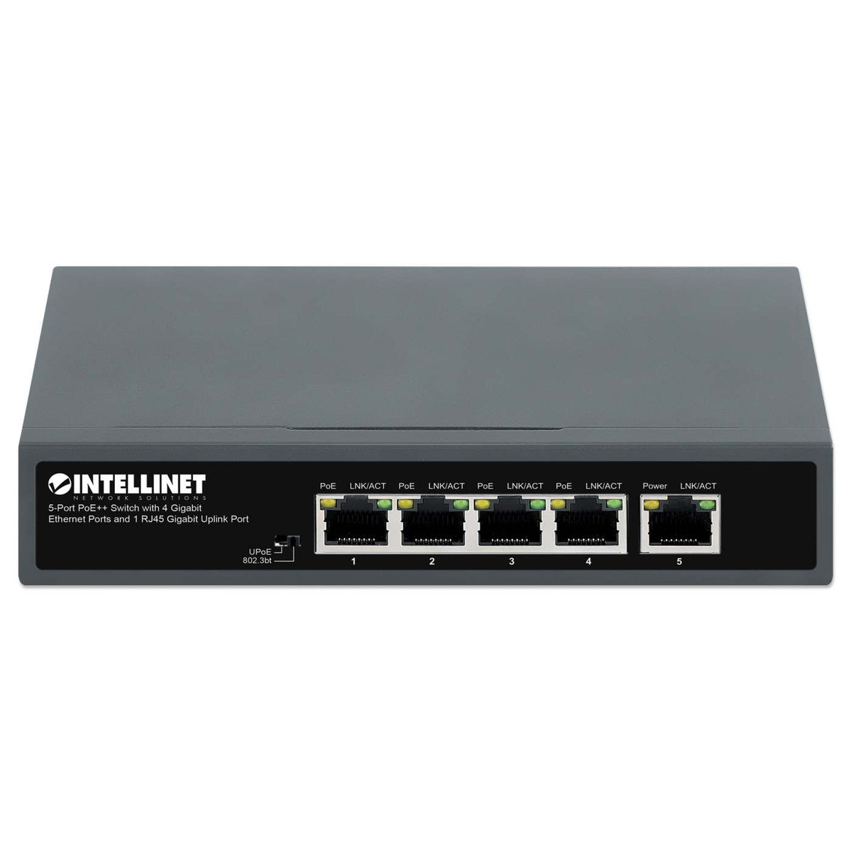 5-Port PoE++ Switch with 4 Gigabit Ethernet Ports and 1 RJ45 Gigabit Uplink Port Image 4