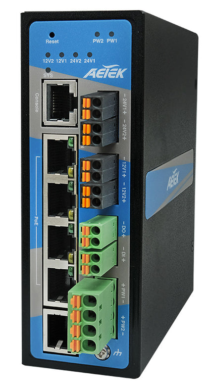 Managed Industrial L2 PRO 5-Port Gigabit Switch with 4 PoE+ Ports | 120W PoE Budget