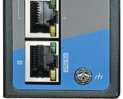 Industrial L2 Managed PRO 4-Port Gigabit PoE-Powered PoE+ Switch with 12V/24VDC Output, 90W PoE++ Input