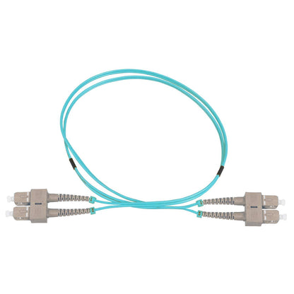 7 m SC to SC UPC Fiber Optic Patch Cable, 2.0 mm, Duplex, OFNR, OM3 Multimode, Aqua Image 3