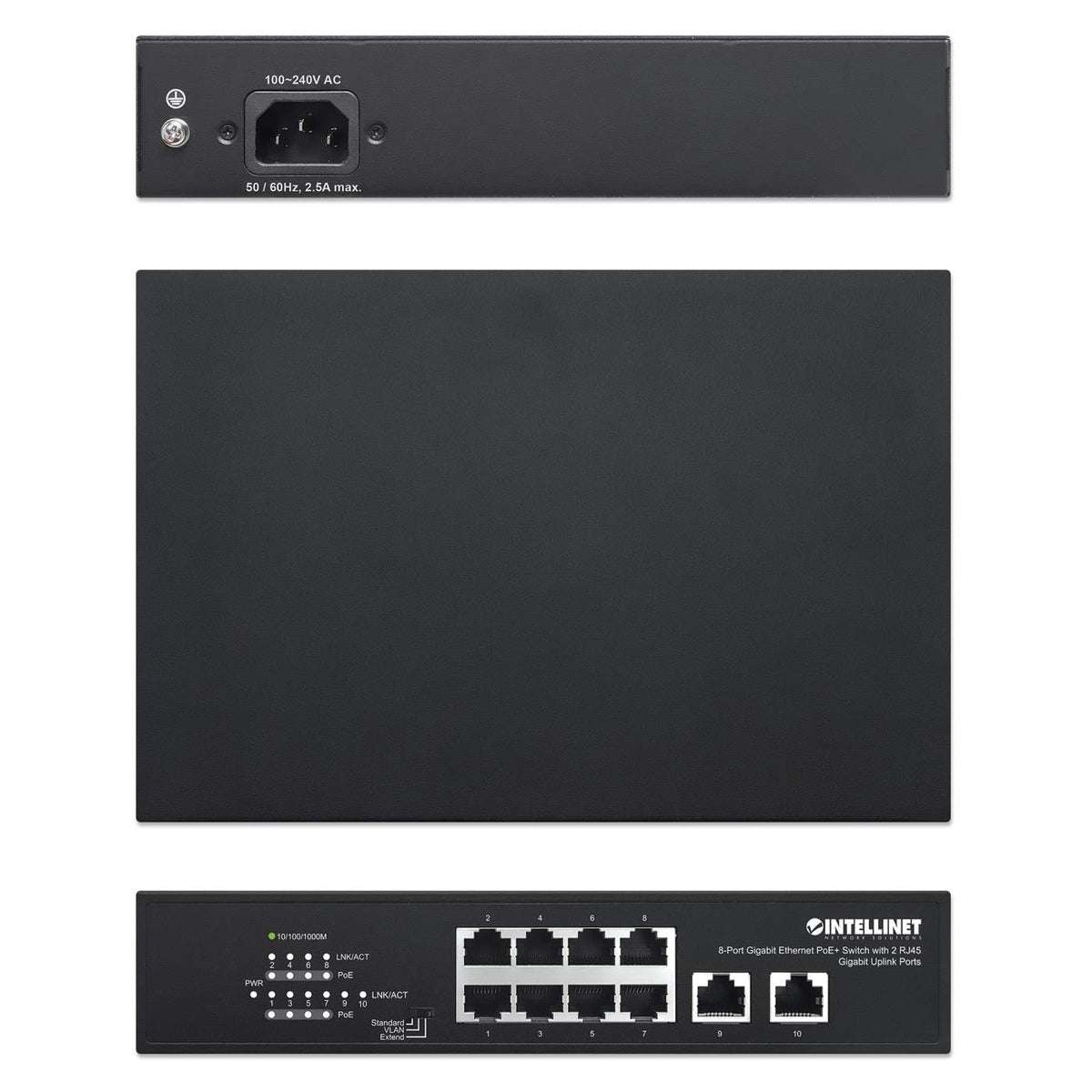 8-Port Gigabit Ethernet PoE+ Switch with 2 RJ45 Gigabit Uplink Ports Image 6