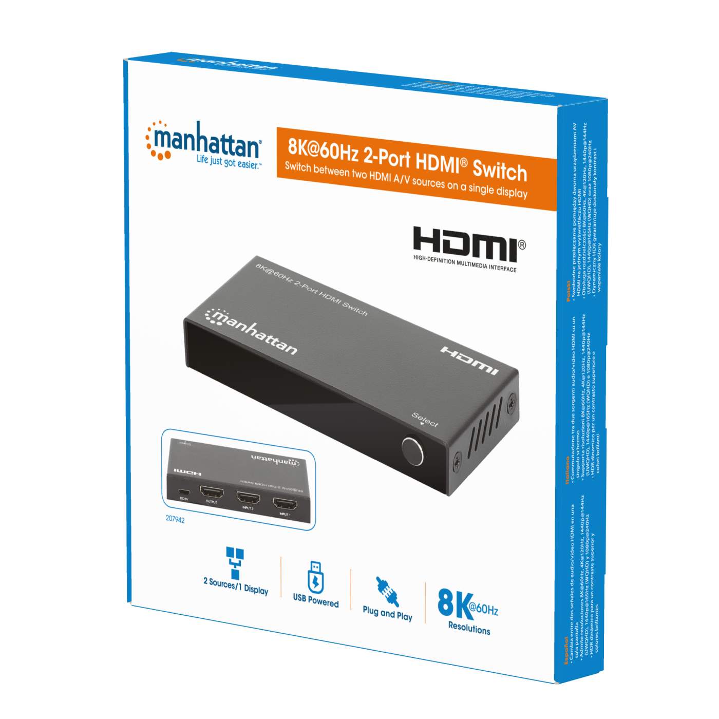 8K@60Hz 2-Port HDMI Switch Packaging Image 2