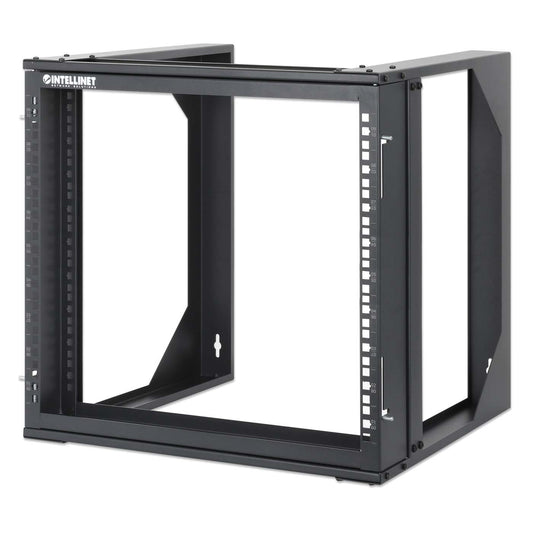 9U 19" Wall Mount 2-Post Open Frame Network Rack, Black Image 1