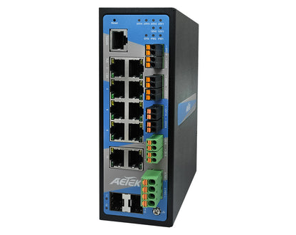 Industrial L2 Managed PRO 8-Port Gigabit PoE+ Switch with 2 SFP and 12V/24VDC Output, 12-48VDC Input | 240W