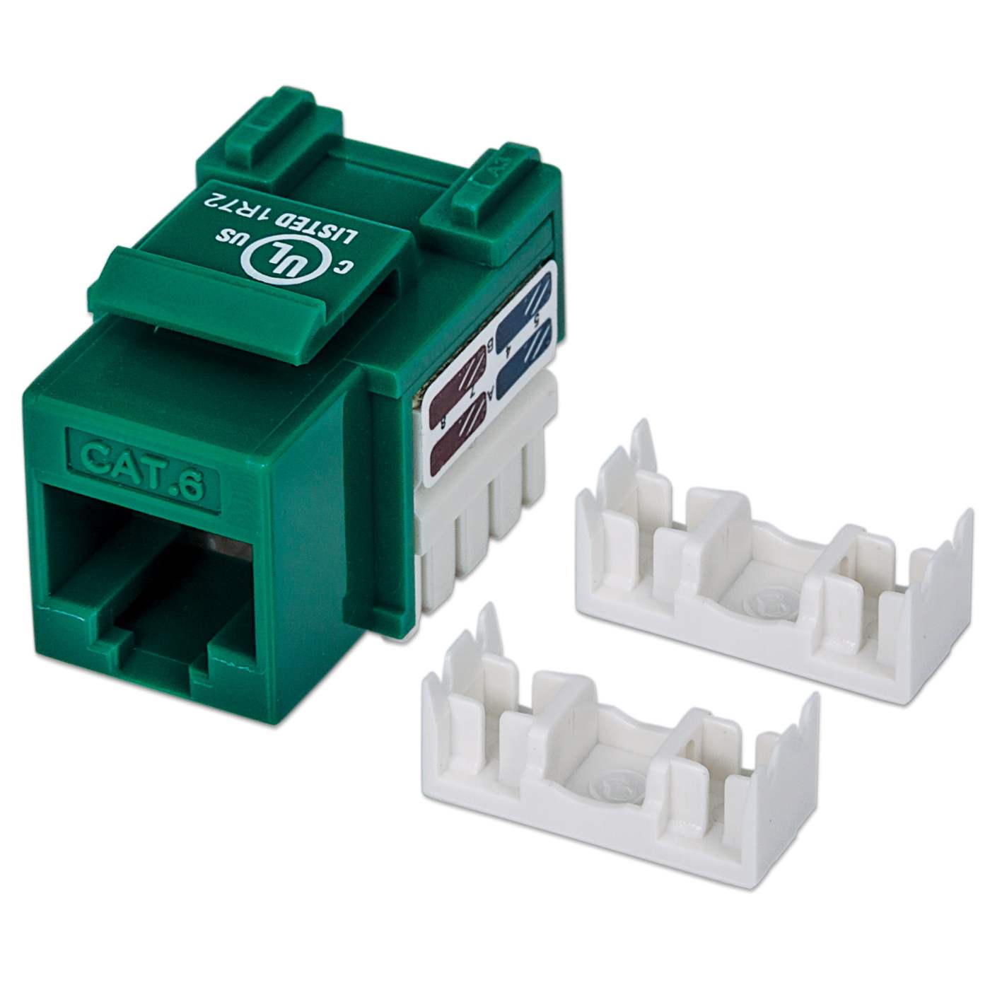 Cat6 Punch-Down Keystone Jack, Green Image 1