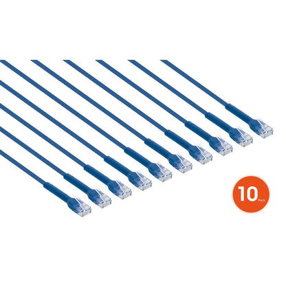 Cat6 U/UTP FlexiBoot Slim Network Patch Cable, 1 ft., Blue, 10-Pack Image 3