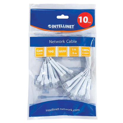 Cat6 U/UTP FlexiBoot Slim Network Patch Cable, 1 ft., White, 10-Pack Packaging Image 2