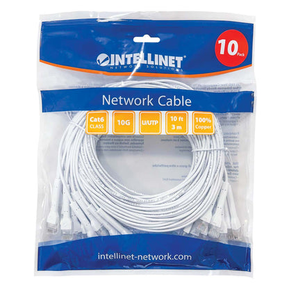 Cat6 U/UTP FlexiBoot Slim Network Patch Cable, 10 ft., White, 10-Pack Packaging Image 2
