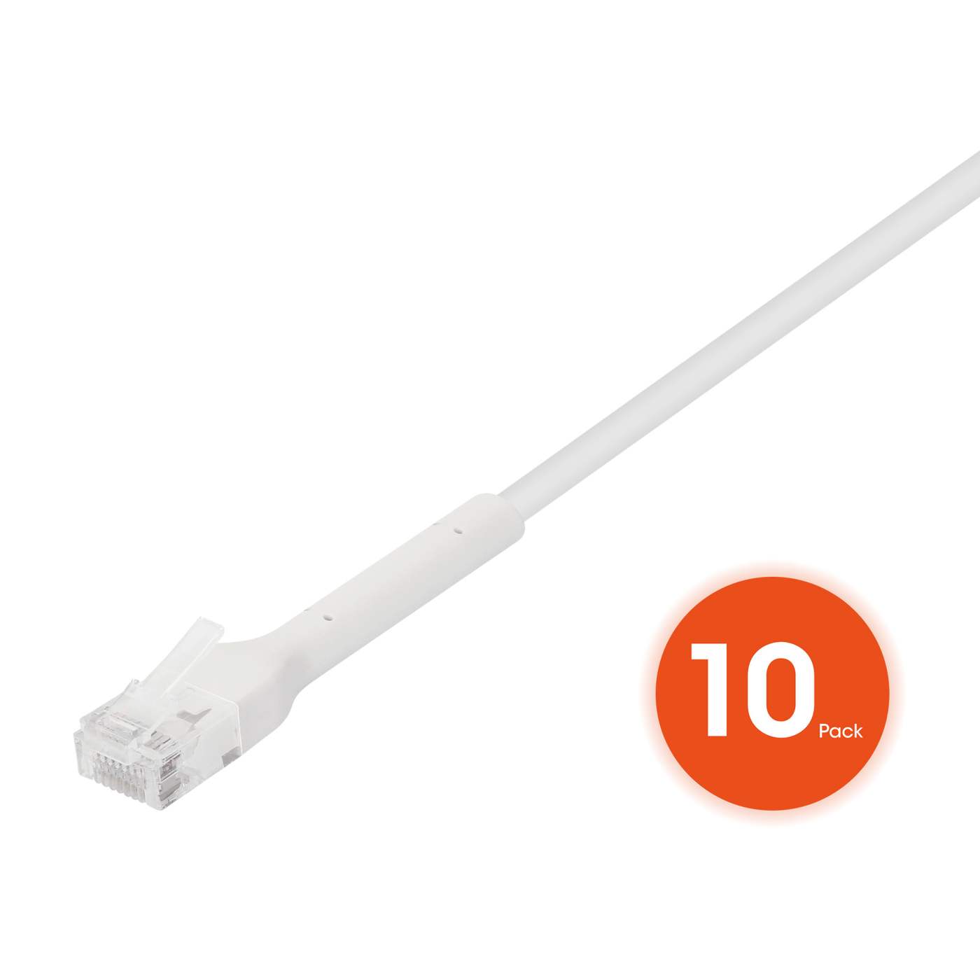 Cat6 U/UTP FlexiBoot Slim Network Patch Cable, 14 ft., White, 10-Pack Image 3