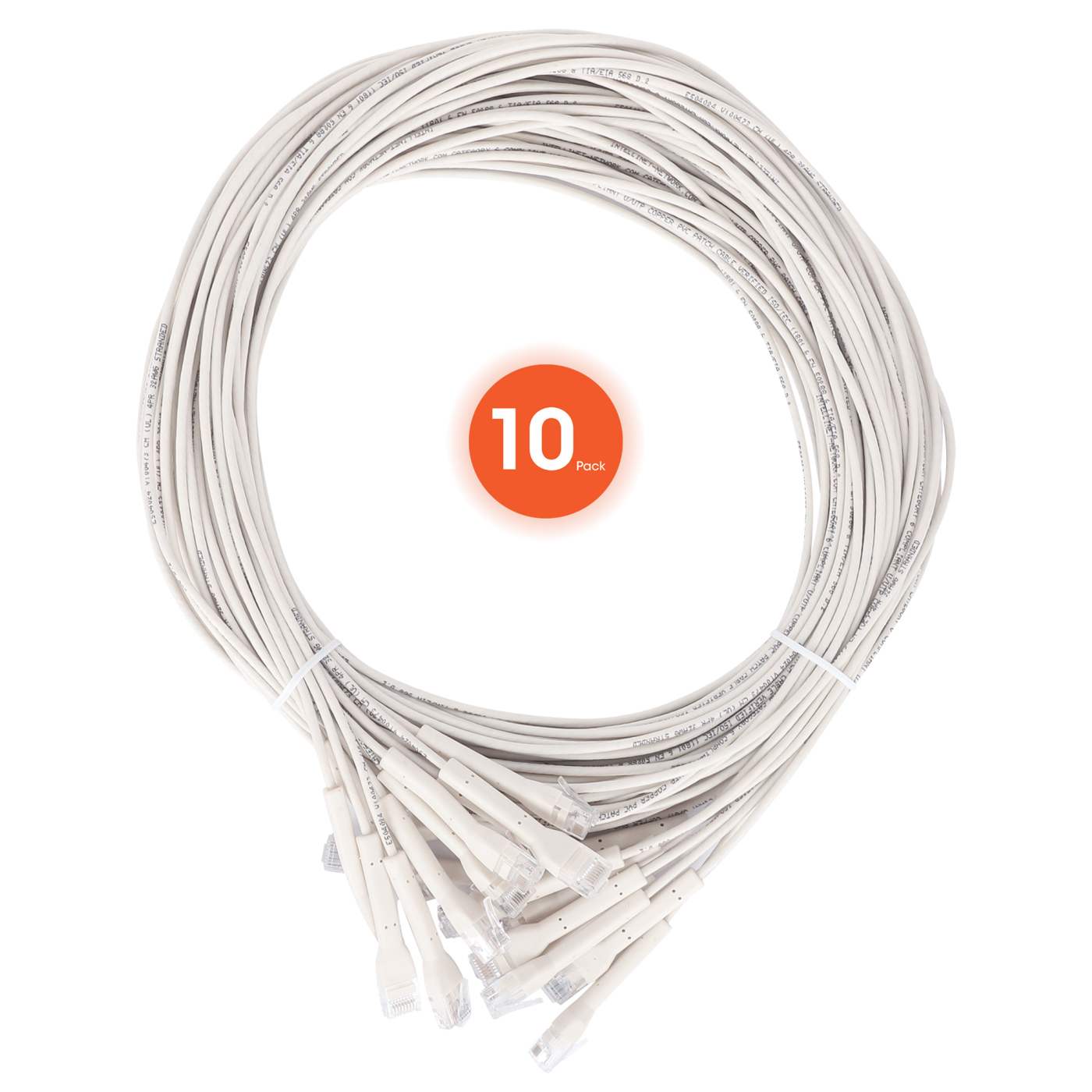 Cat6 U/UTP FlexiBoot Slim Network Patch Cable, 14 ft., White, 10-Pack Image 8