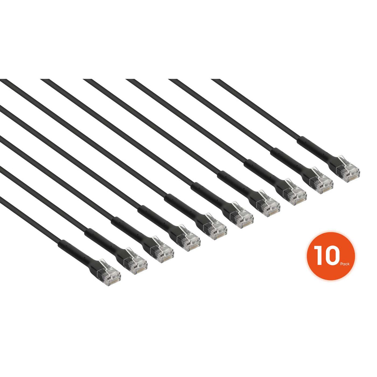 Cat6 U/UTP FlexiBoot Slim Network Patch Cable, 2 ft., Black, 10-Pack Image 3