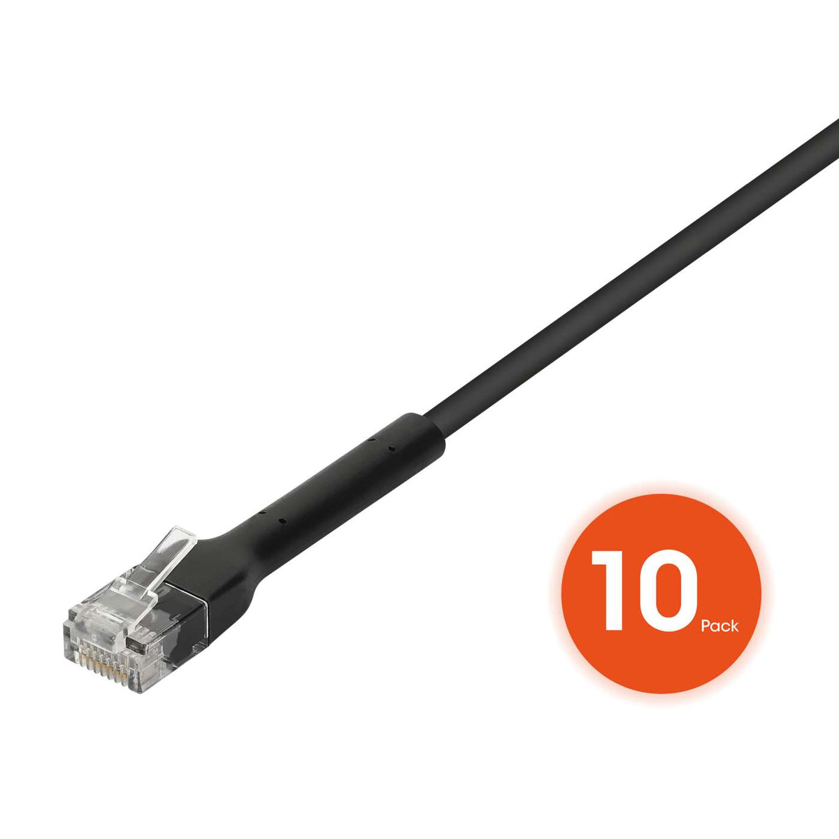 Cat6 U/UTP FlexiBoot Slim Network Patch Cable, 2 ft., Black, 10-Pack Image 4