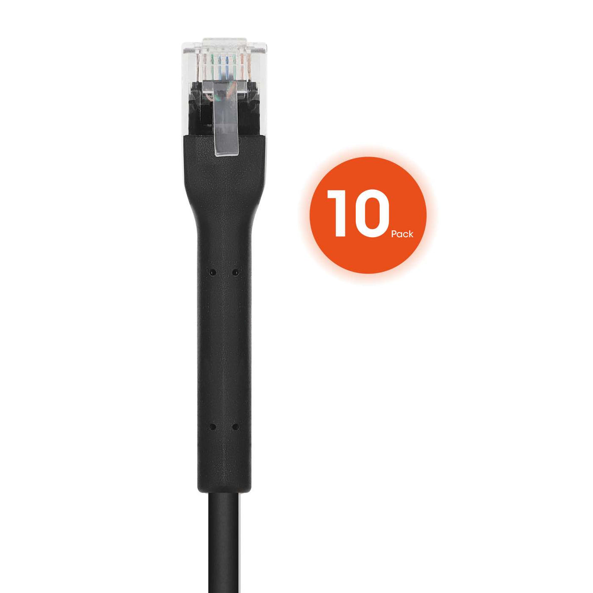 Cat6 U/UTP FlexiBoot Slim Network Patch Cable, 2 ft., Black, 10-Pack Image 5