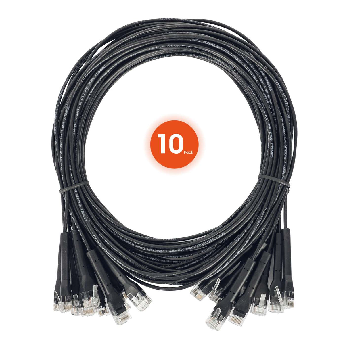 Cat6 U/UTP FlexiBoot Slim Network Patch Cable, 2 ft., Black, 10-Pack Image 9