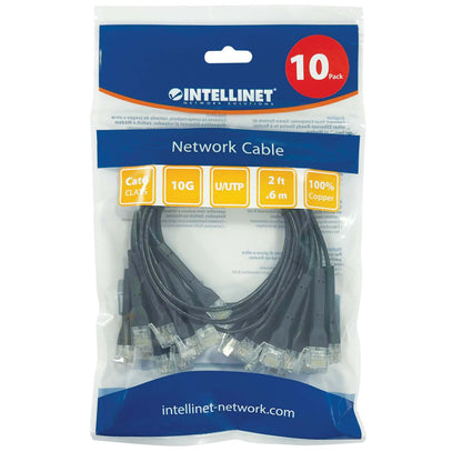 Cat6 U/UTP FlexiBoot Slim Network Patch Cable, 2 ft., Black, 10-Pack Packaging Image 2