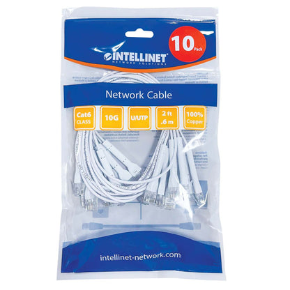 Cat6 U/UTP FlexiBoot Slim Network Patch Cable, 2 ft., White, 10-Pack Packaging Image 2