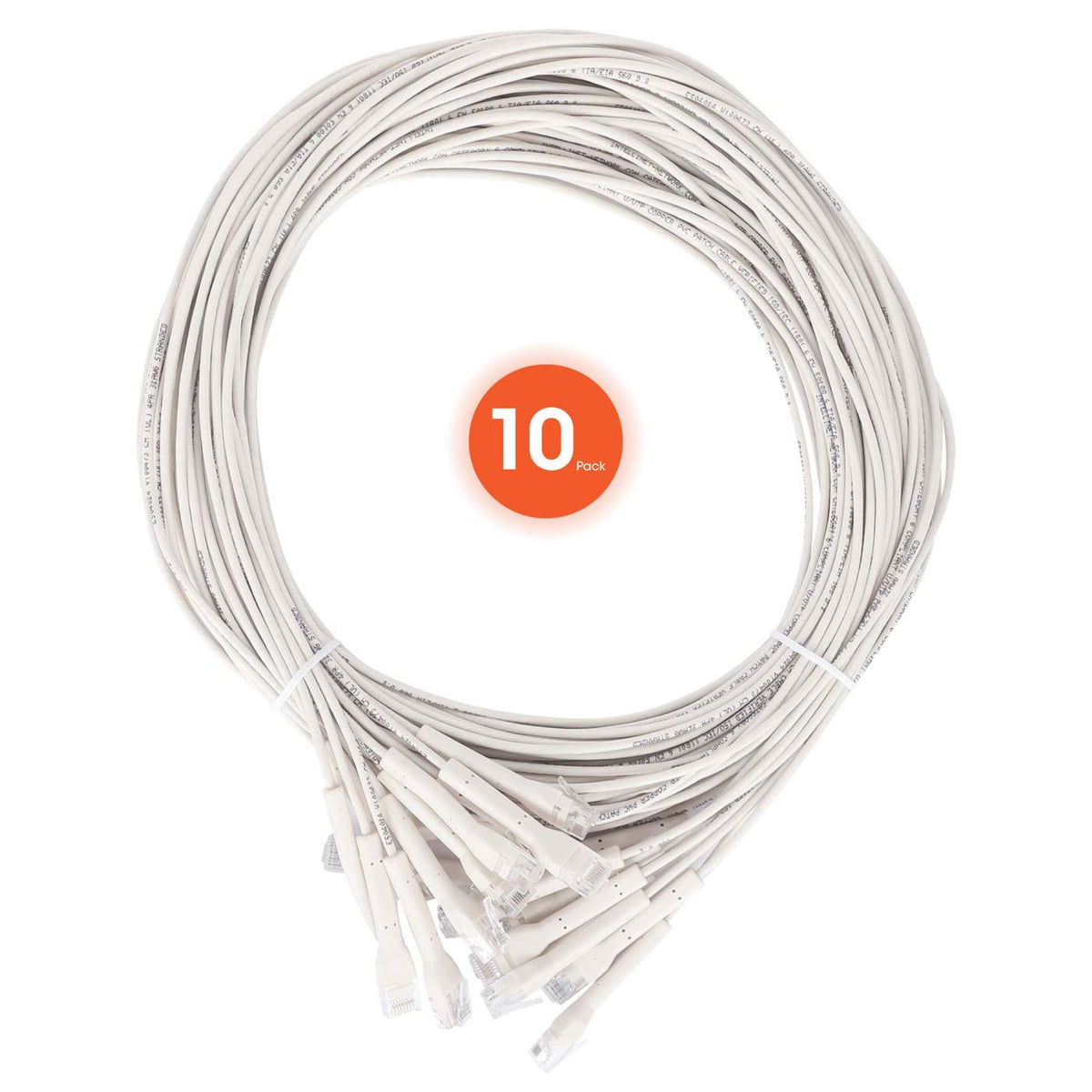 Cat6 U/UTP FlexiBoot Slim Network Patch Cable, 3 ft., White, 10-Pack Image 9