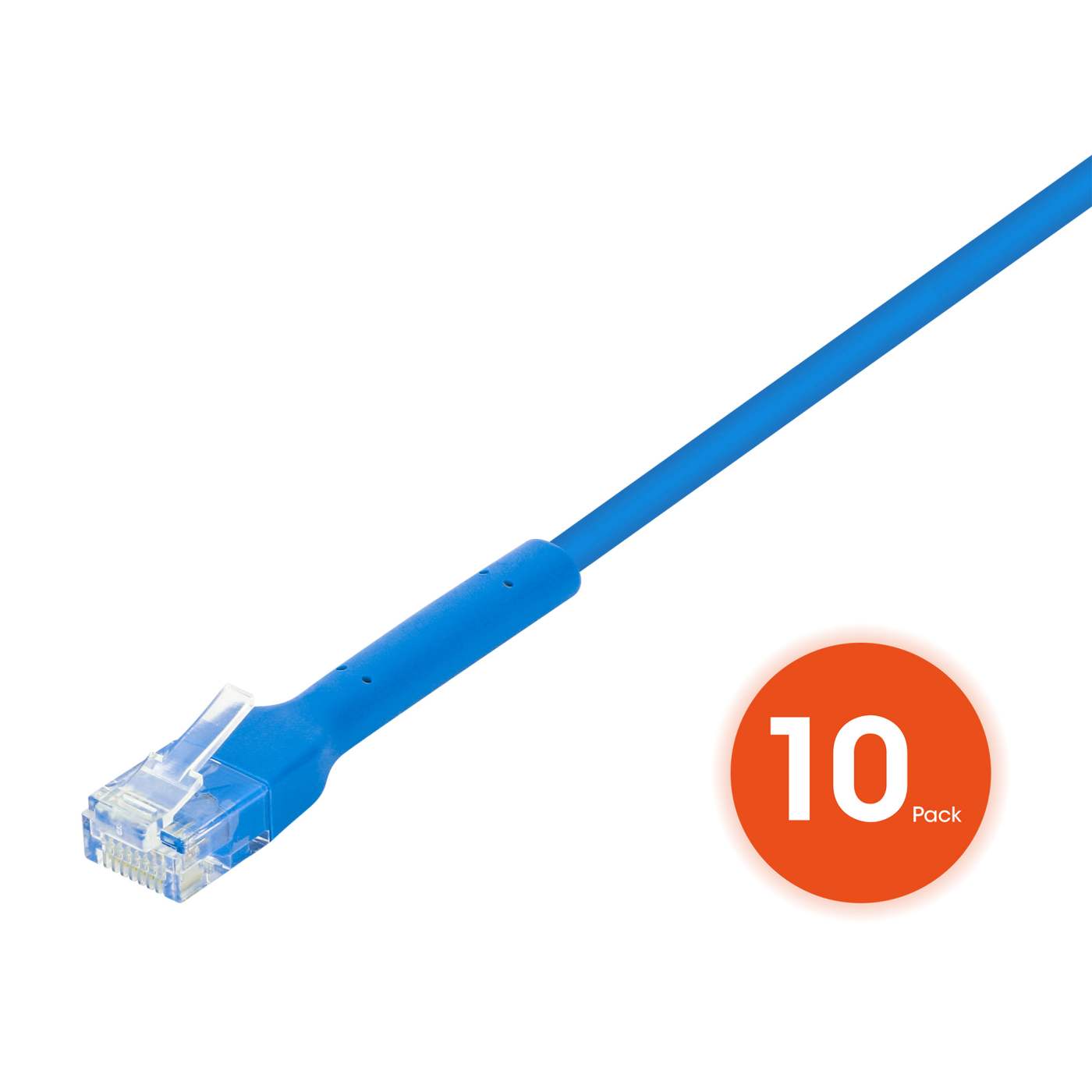 Cat6 U/UTP FlexiBoot Slim Network Patch Cable, 5 ft., Blue, 10-Pack Image 3