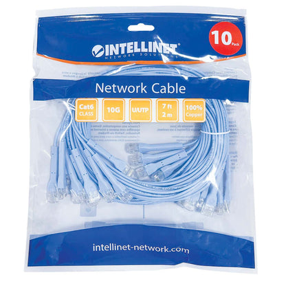 Cat6 U/UTP FlexiBoot Slim Network Patch Cable, 7 ft., Blue, 10-Pack Packaging Image 2