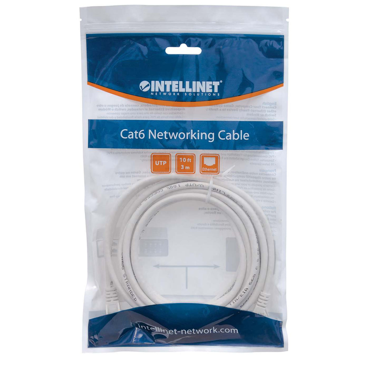 Cat6 U/UTP Network Patch Cable, 3 m (10 ft.), White Packaging Image 2