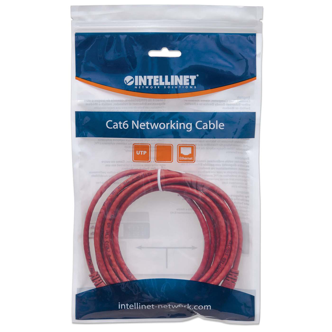 Cat6 U/UTP Network Patch Cable, 7.5 m (25 ft.), Red Packaging Image 2