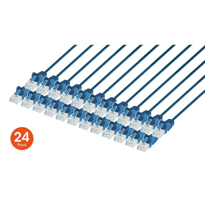 Cat6 U/UTP Slim Network Patch Cable, 0.5 ft., Blue, 24-Pack Image 1