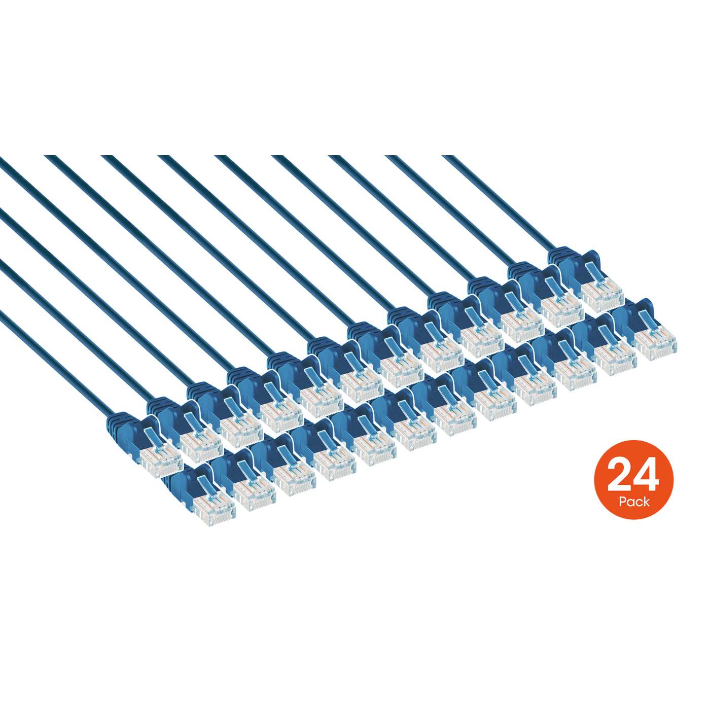 Cat6 U/UTP Slim Network Patch Cable, 0.5 ft., Blue, 24-Pack Image 2