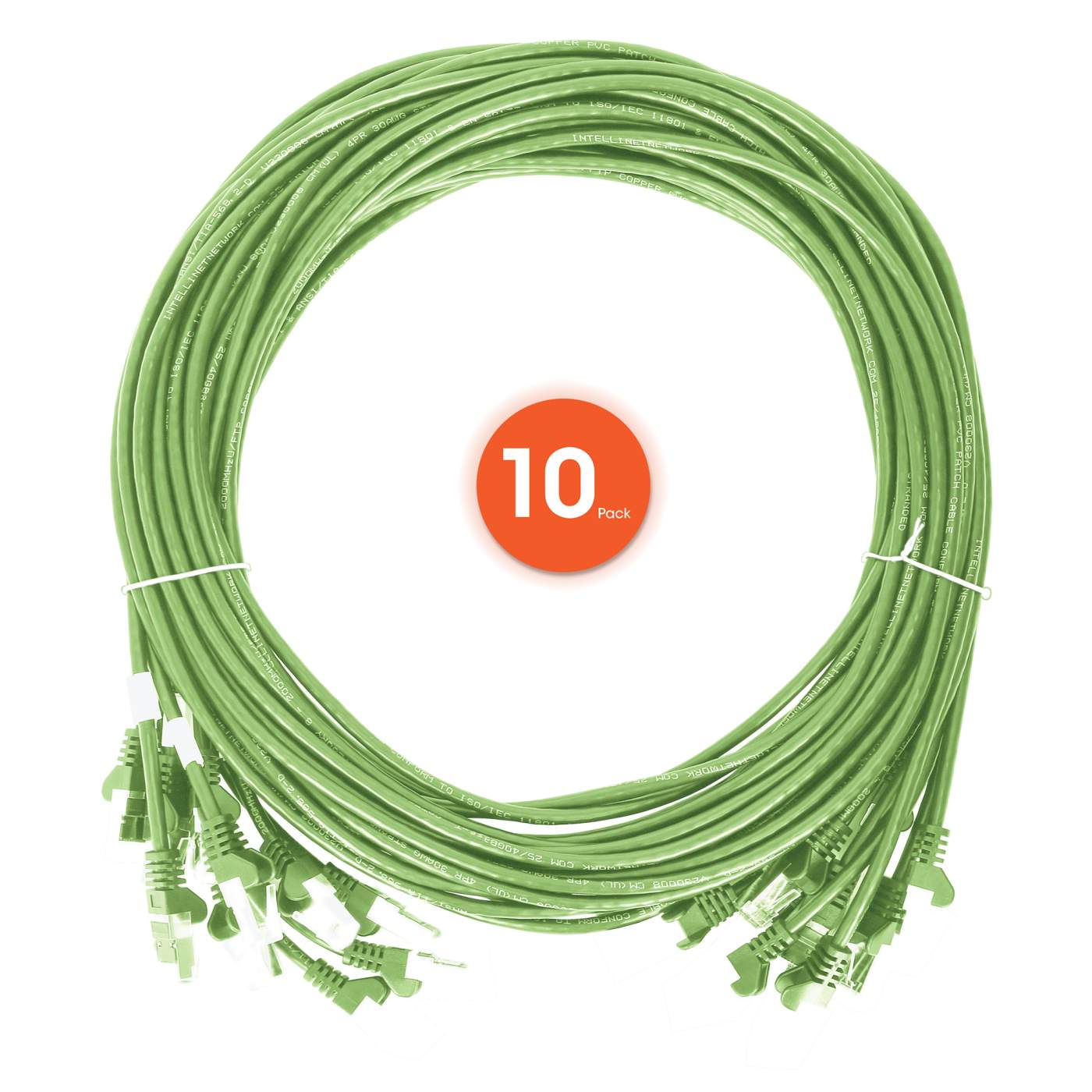 Cat6 U/UTP Slim Network Patch Cable, 0.5 ft., Bright Green, 10-Pack Image 7
