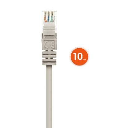 Cat6 U/UTP Slim Network Patch Cable, 1 ft., Gray, 10-Pack Image 4