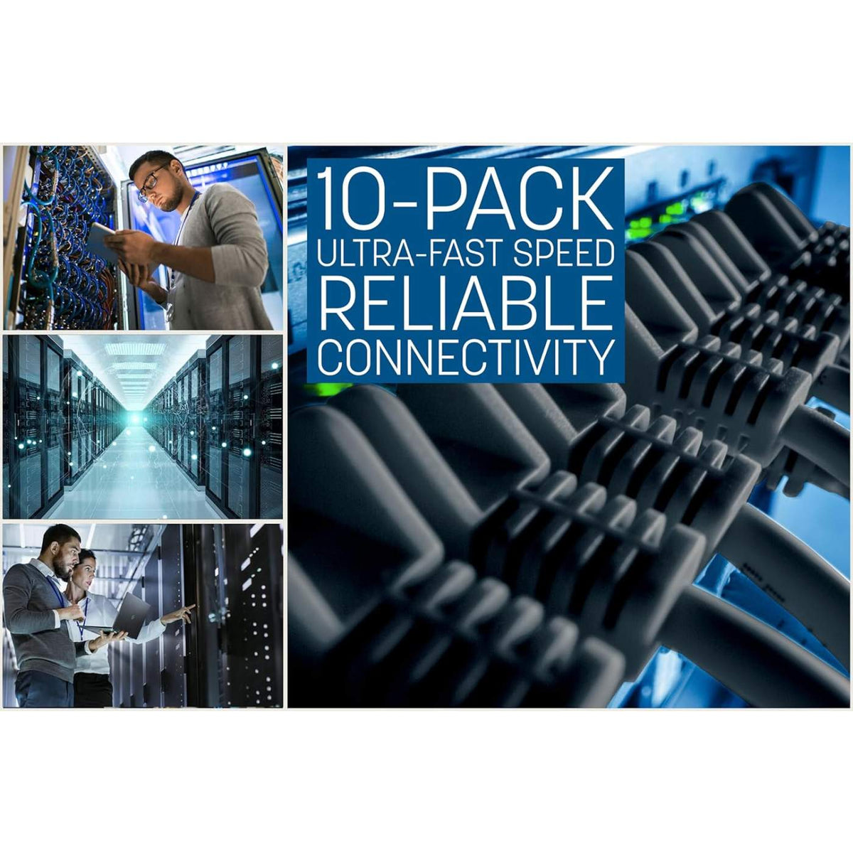 Cat6 U/UTP Slim Network Patch Cable, 10 ft., Black, 10-Pack Image 11
