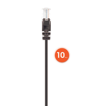 Cat6 U/UTP Slim Network Patch Cable, 10 ft., Black, 10-Pack Image 5