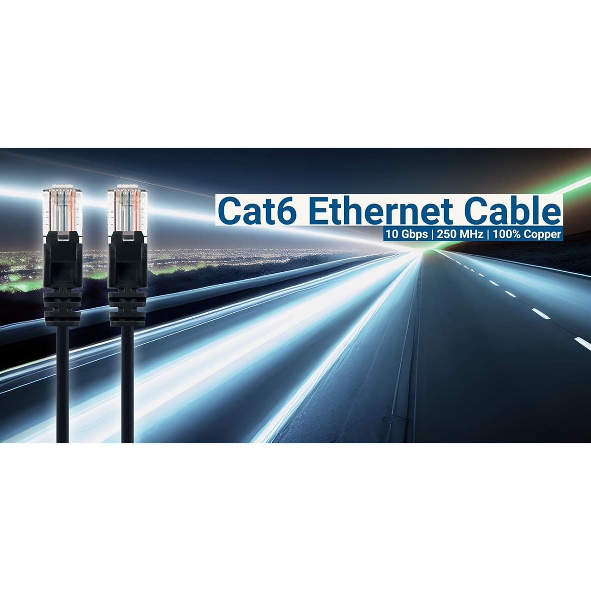 Cat6 U/UTP Slim Network Patch Cable, 10 ft., Black, 10-Pack Image 10