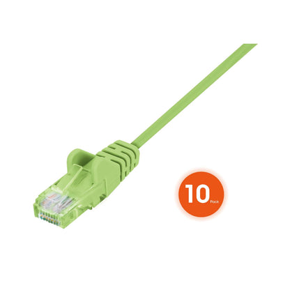 Cat6 U/UTP Slim Network Patch Cable, 10 ft., Bright Green, 10-Pack Image 3