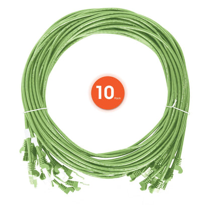 Cat6 U/UTP Slim Network Patch Cable, 10 ft., Bright Green, 10-Pack Image 7