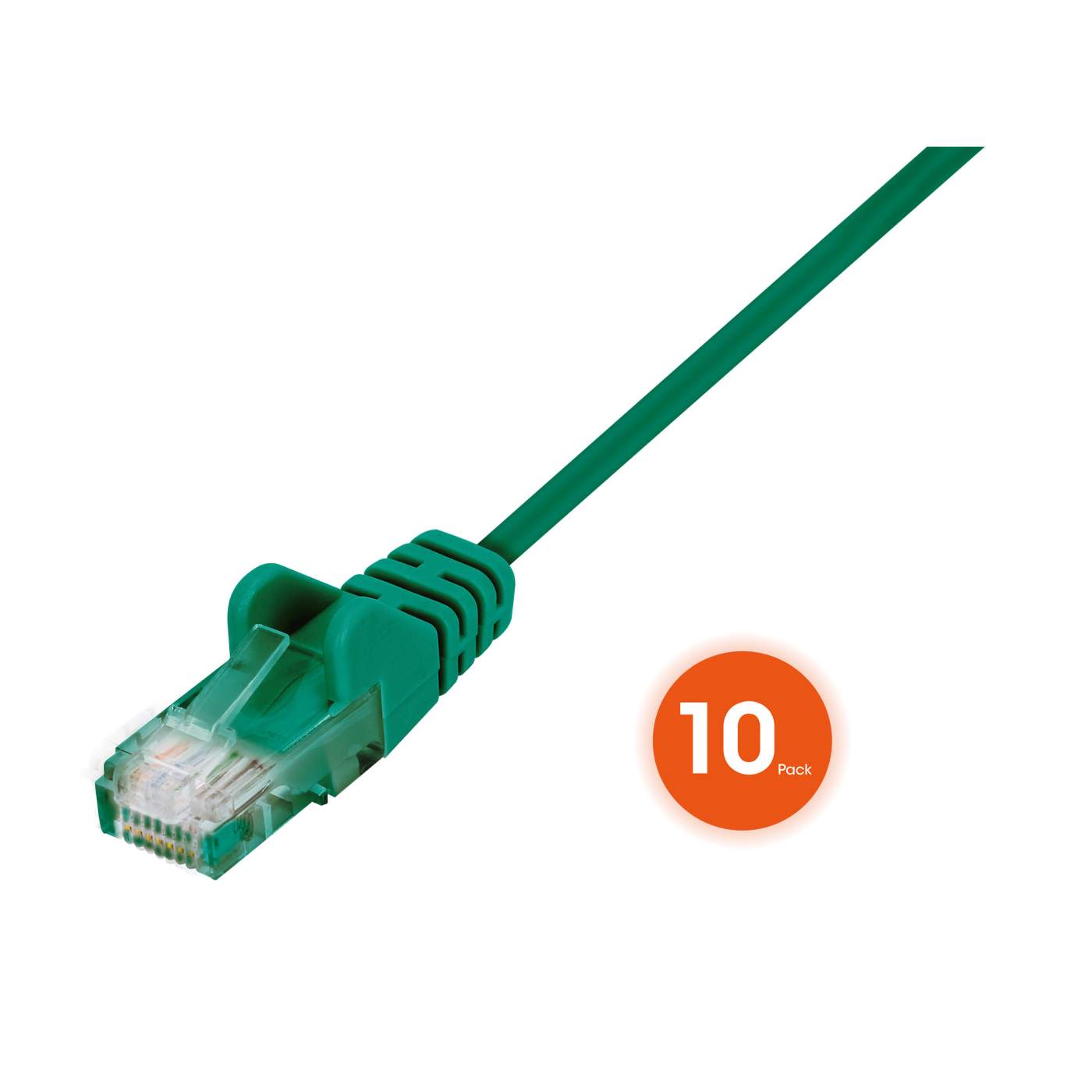 Cat6 U/UTP Slim Network Patch Cable, 10 ft., Green, 10-Pack Image 3