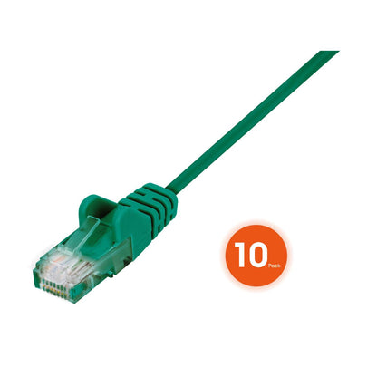 Cat6 U/UTP Slim Network Patch Cable, 10 ft., Green, 10-Pack Image 3
