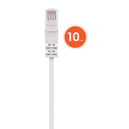 Cat6 U/UTP Slim Network Patch Cable, 10 ft., White, 10-Pack Image 4