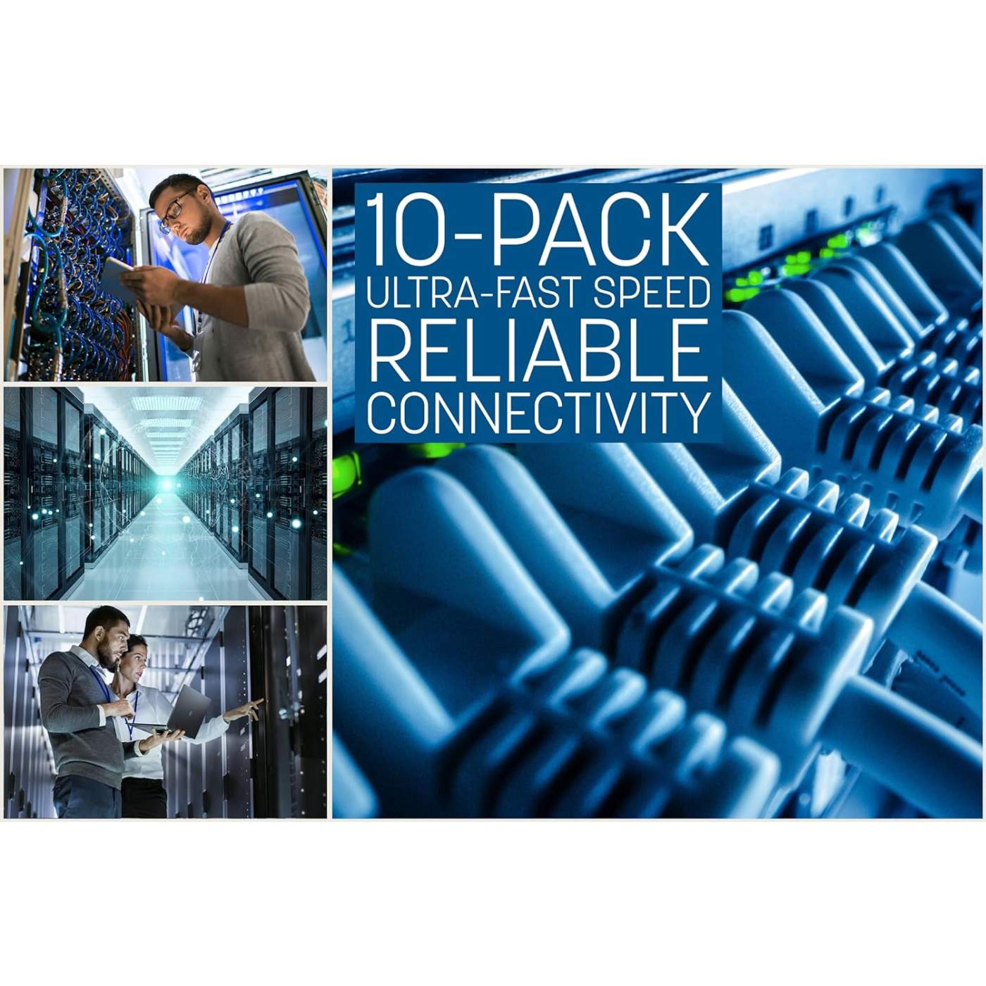 Cat6 U/UTP Slim Network Patch Cable, 14 ft., Blue, 10-Pack Image 4