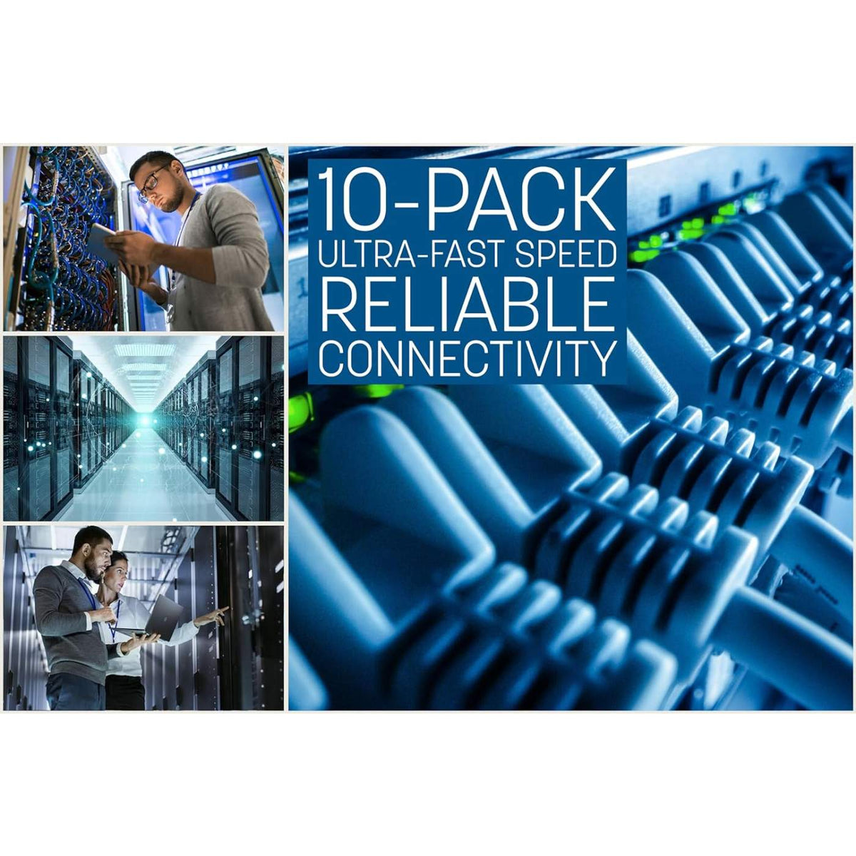Cat6 U/UTP Slim Network Patch Cable, 14 ft., Blue, 10-Pack Image 4
