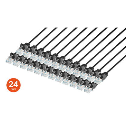 Cat6 U/UTP Slim Network Patch Cable, 1.5 ft., Black, 24-Pack Image 1
