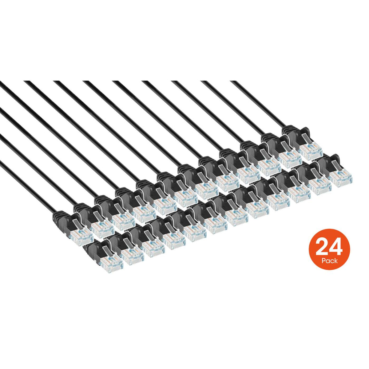 Cat6 U/UTP Slim Network Patch Cable, 1.5 ft., Black, 24-Pack Image 2