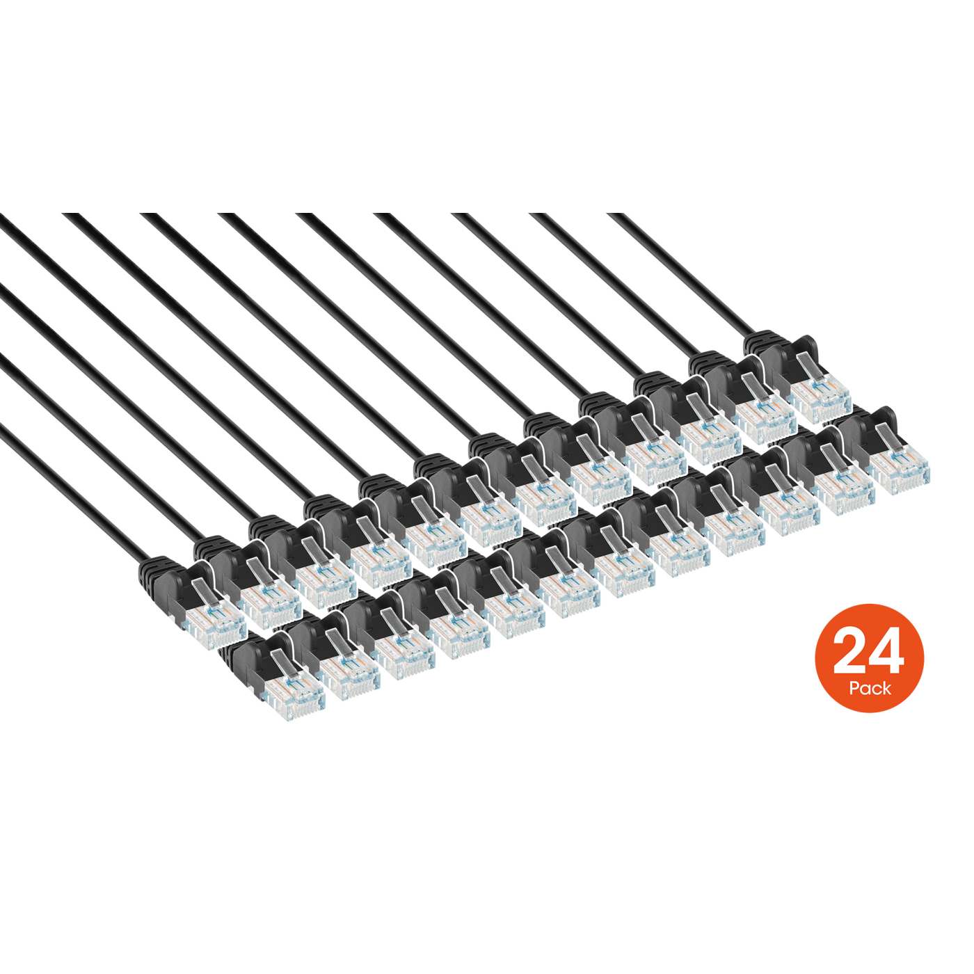 Cat6 U/UTP Slim Network Patch Cable, 1.5 ft., Black, 24-Pack Image 2