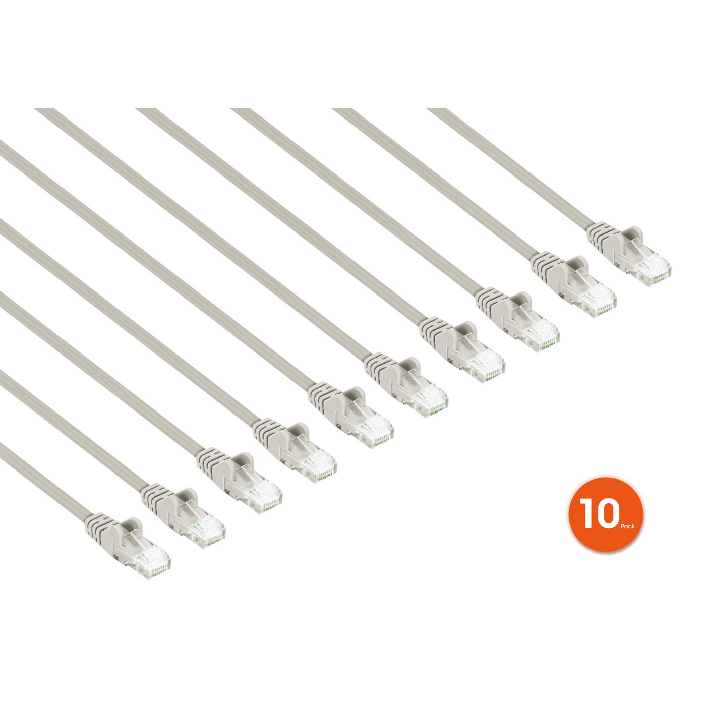 Cat6 U/UTP Slim Network Patch Cable, 1.5 ft., Gray, 10-Pack Image 2